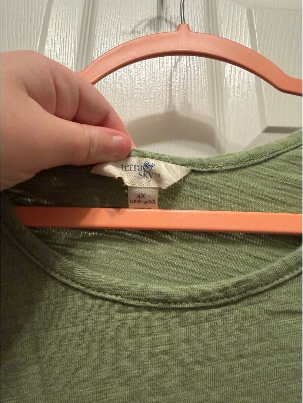 Terra & Sky Tiered Olive Green Short Sleeve Midi Dress 4X - Picture 3 of 3